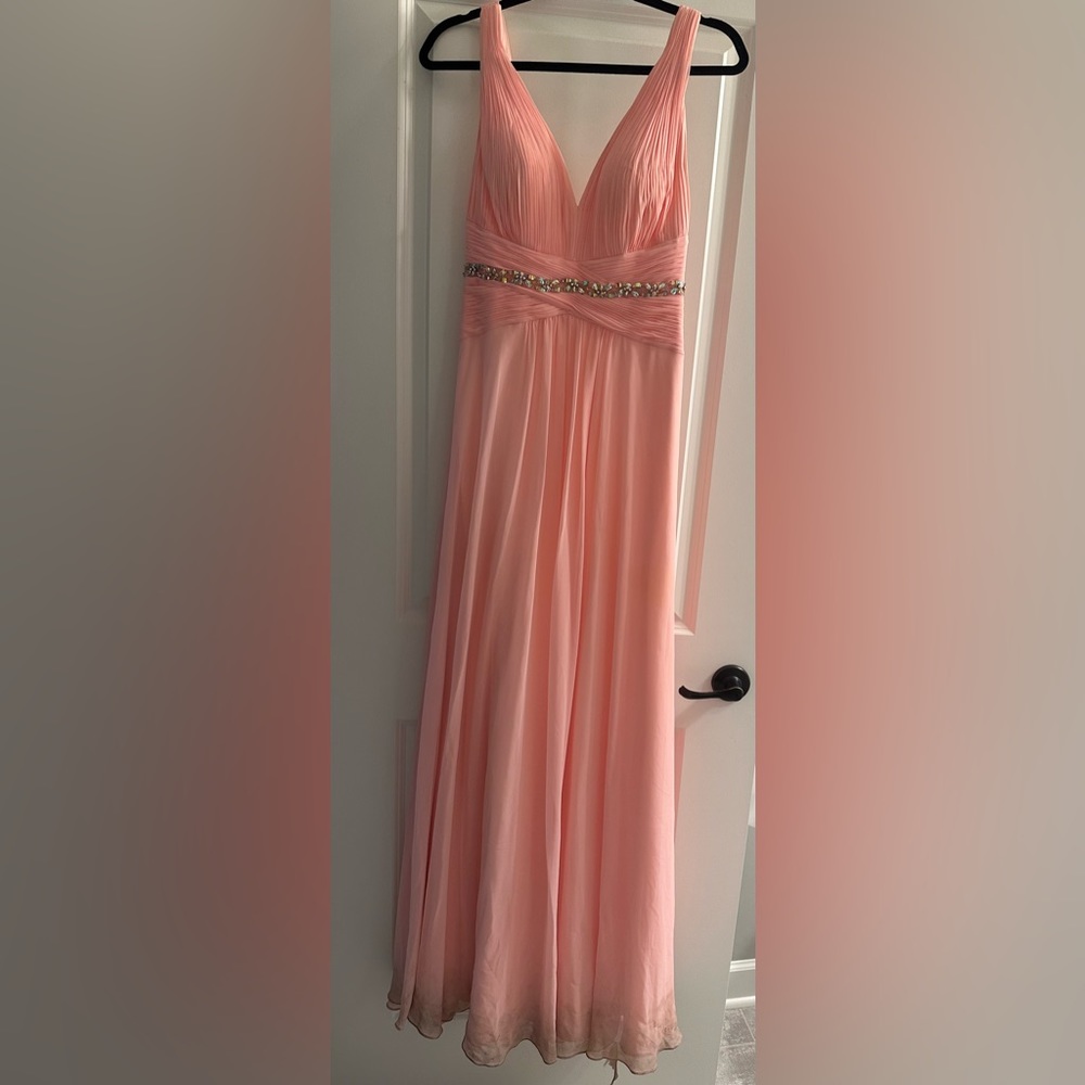 FAVIANA GLAMOUR S7577 Pink Gown/Dress with train and embellishments